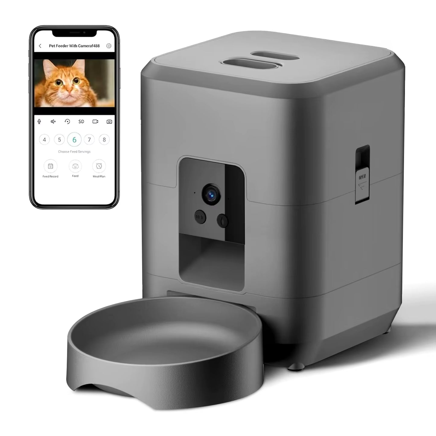 2L Button WIFI or Camera Pet Feeder Timing Smart Automatic for Cats APP Video Intelligent Dry Food Dispenser Dog Feeding Bowl