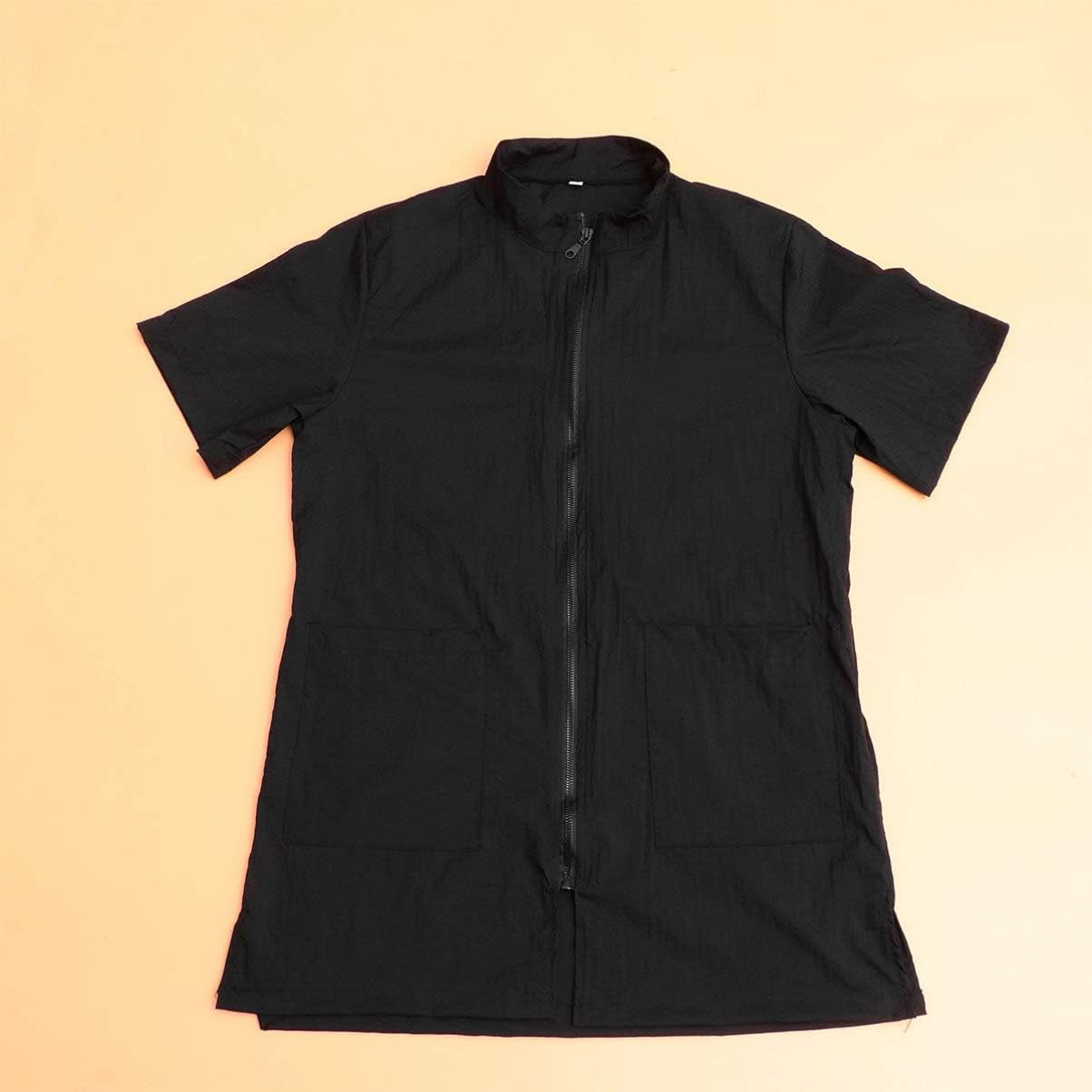 Smock 1Pc, Pet Workwear Nylon -Static Pet Work Clothes Smock Hair Shirt Uniform Pet Smock with Full Zipper Smocks for Dog Cat Shop, Black, Size L