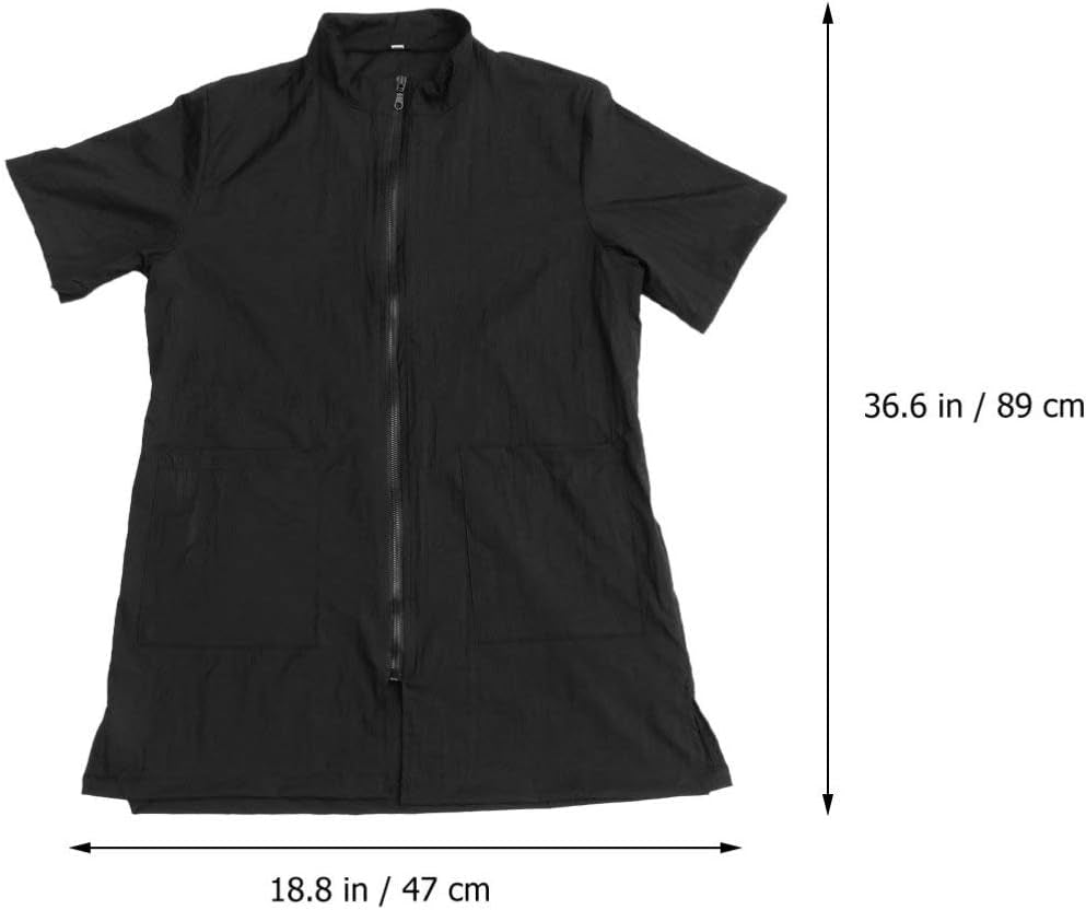 Smock 1Pc, Pet Workwear Nylon -Static Pet Work Clothes Smock Hair Shirt Uniform Pet Smock with Full Zipper Smocks for Dog Cat Shop, Black, Size L