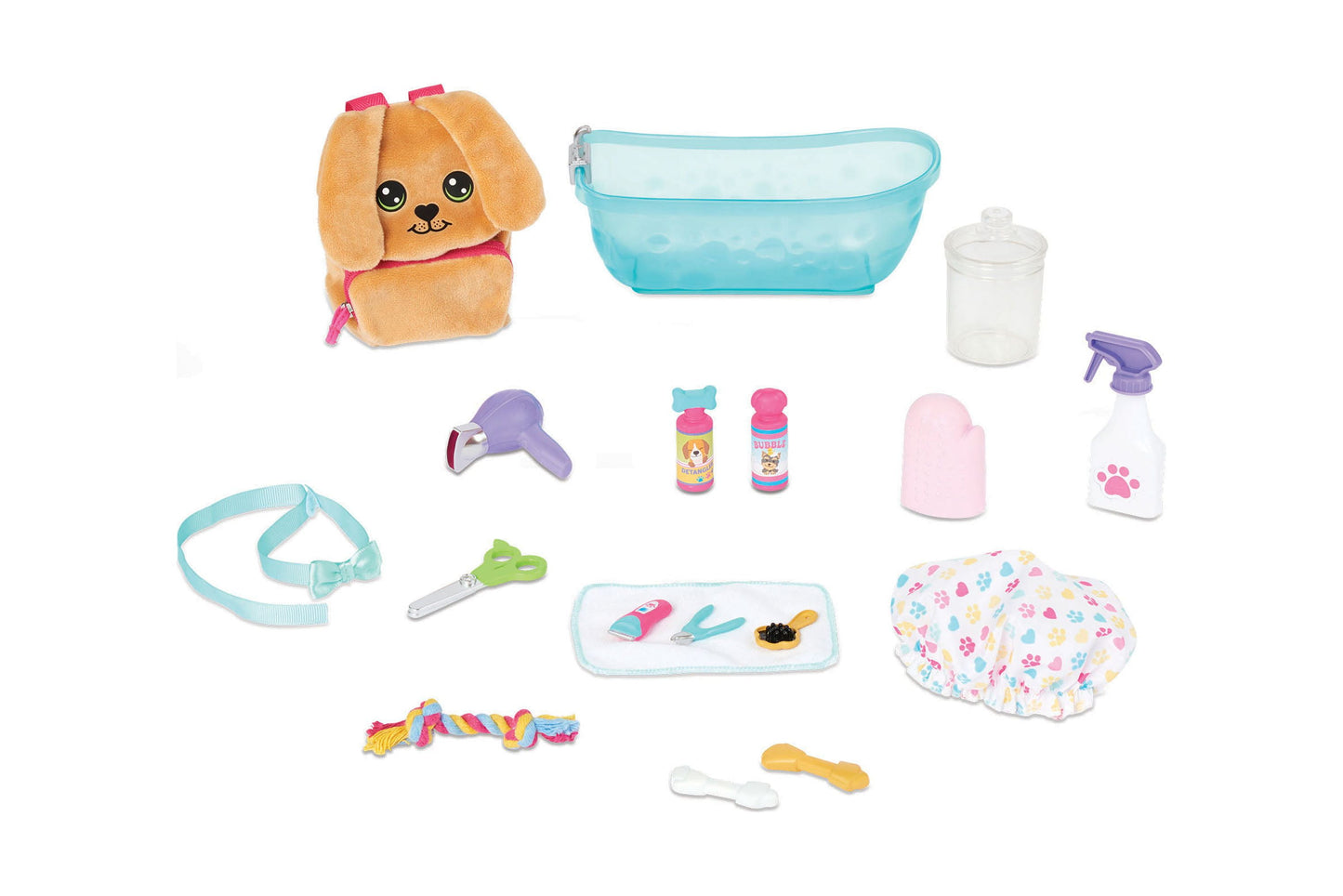 Pet Grooming Play Set for 18-Inch Dolls, 18 Pieces Included