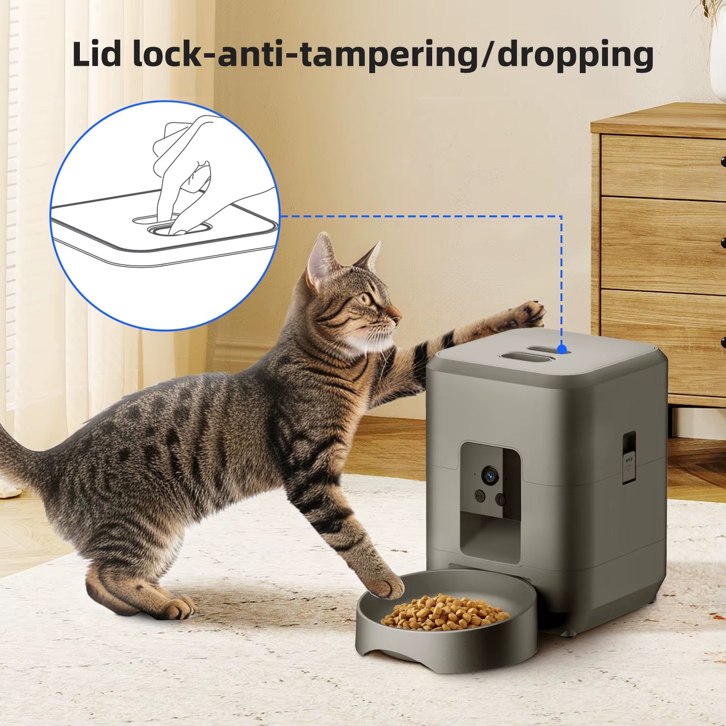 2L Button WIFI or Camera Pet Feeder Timing Smart Automatic for Cats APP Video Intelligent Dry Food Dispenser Dog Feeding Bowl
