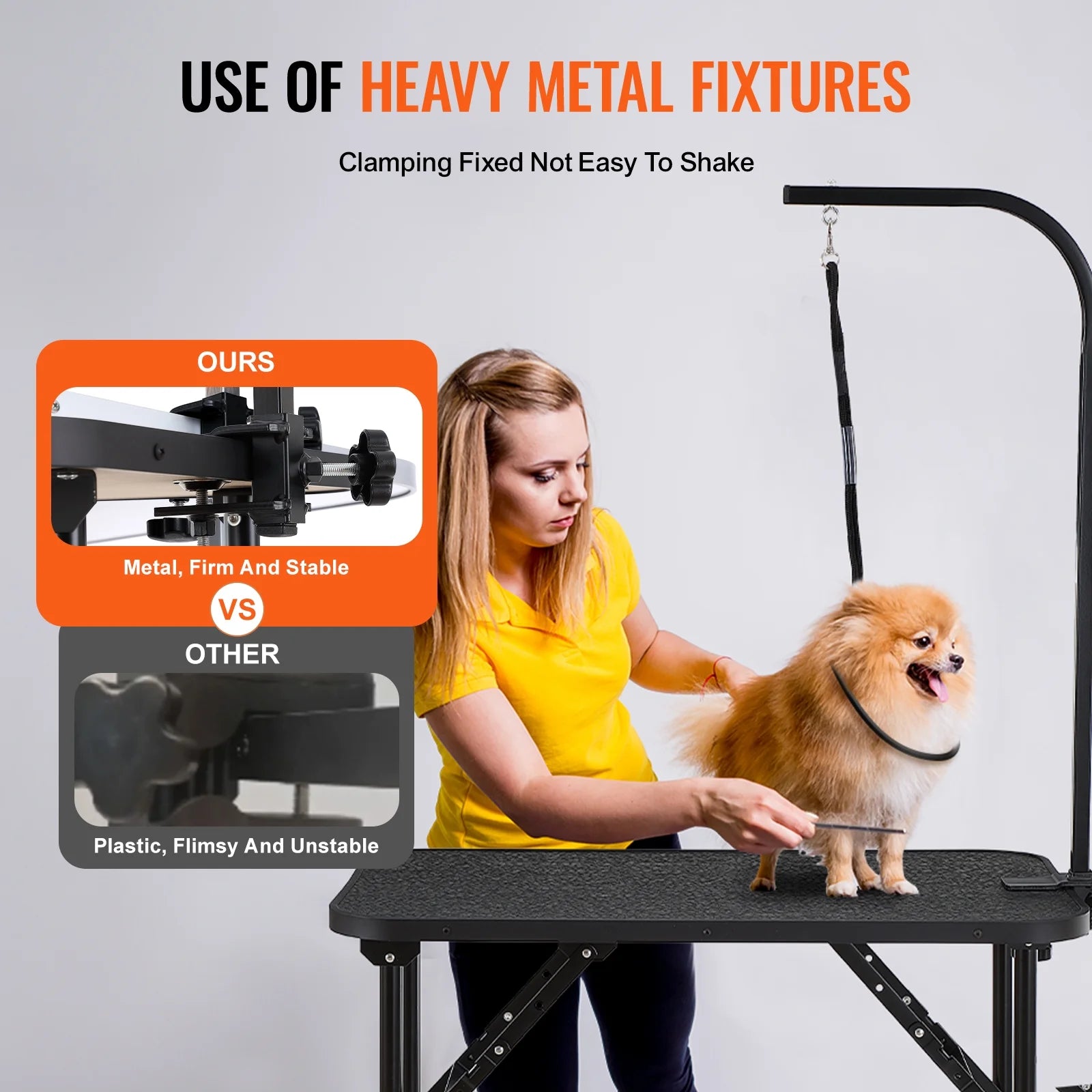 Pet Dog Cat Grooming Table Arm with Clamp 32'' Foldable Adjustable Height