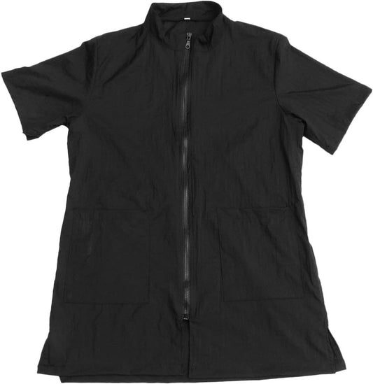 Smock 1Pc, Pet Workwear Nylon -Static Pet Work Clothes Smock Hair Shirt Uniform Pet Smock with Full Zipper Smocks for Dog Cat Shop, Black, Size L