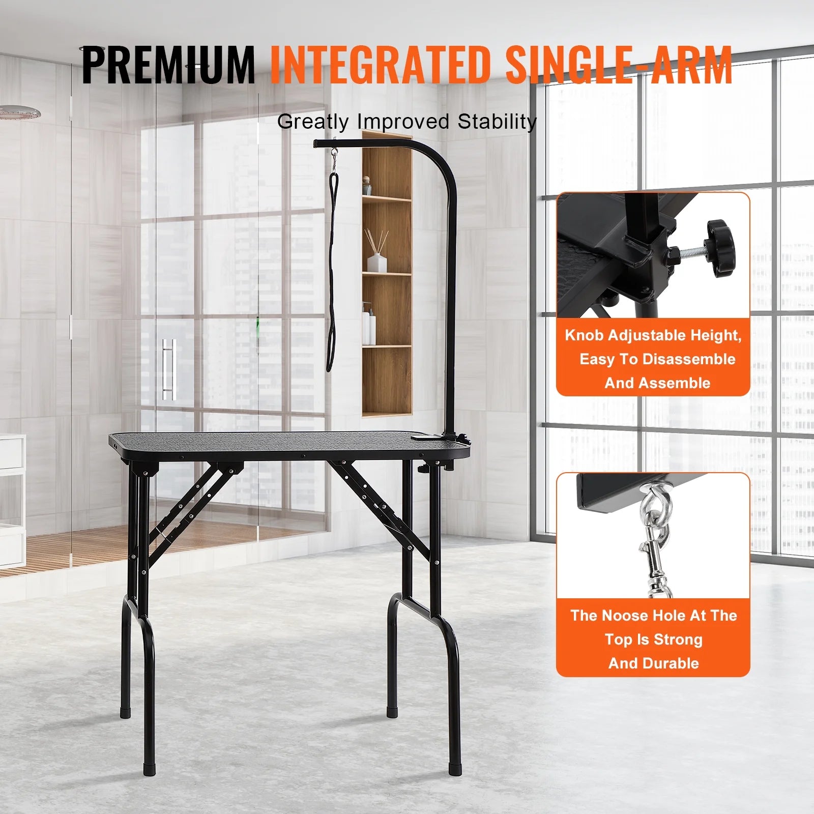 Pet Dog Cat Grooming Table Arm with Clamp 32'' Foldable Adjustable Height