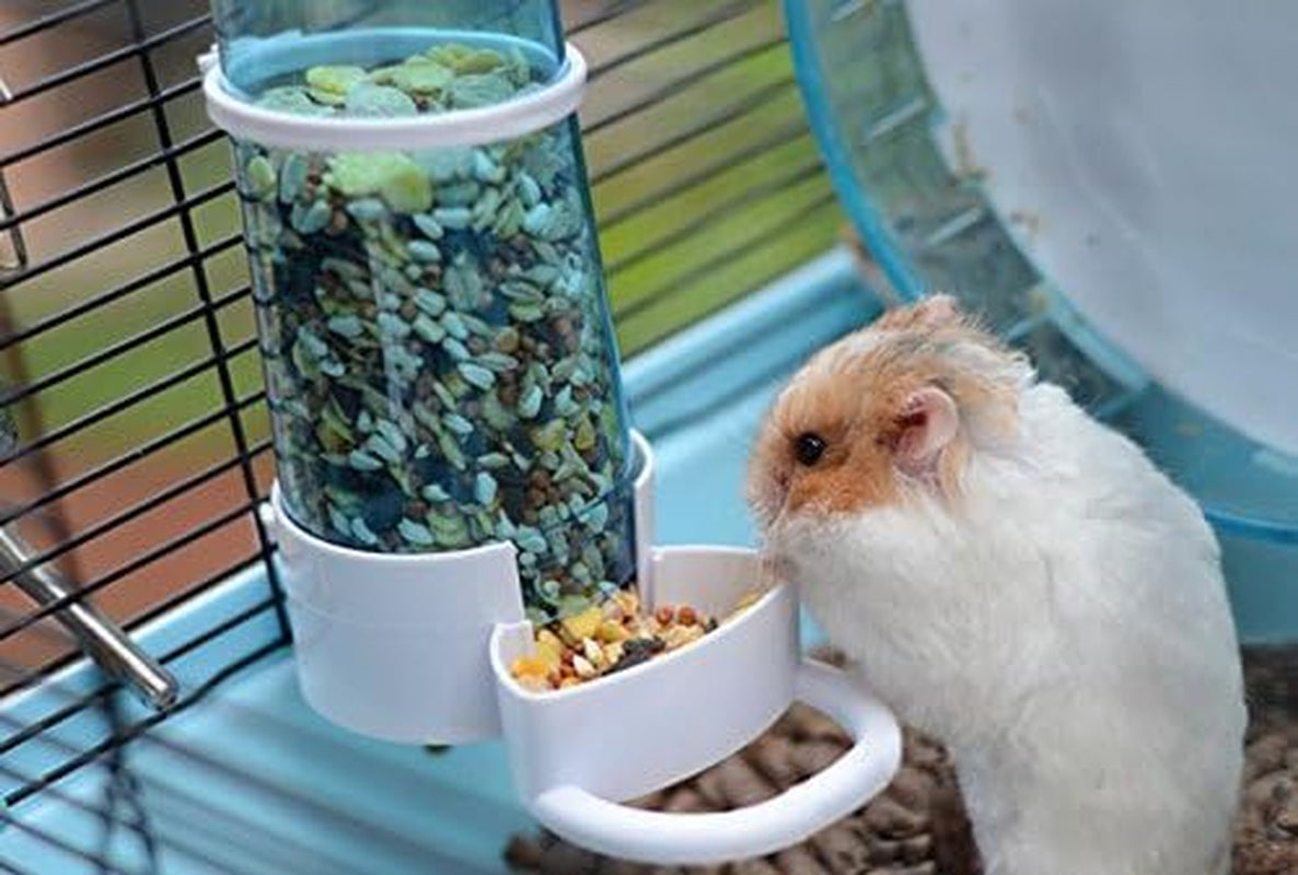 Pet Feeder Automatic,Bird Hamster Small Animal Feeder, Automatic Feeding Device Dispenser for Hamster Bird Pigeon Parrots Mini Hedgehog with Holder (5.90X2.83X6.10In)